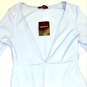 Baby blue open chest body suit